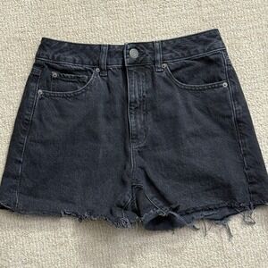 Garage Denim Mom Shorts Black Wash Distressed Frayed Hem Casual Size 03